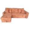 Image de GLASGOW - Canapé dangle convertible 4 places avec coffre en velours côtelé terracotta