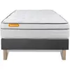 Image de Matelas + Sommier Gris 90x200 Memo Luxe Ressorts Ensachés + Mémoire De Forme 5 Zones De Confort Maxi Épaisseur