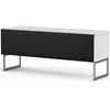 Image de Meuble Tv Tissu Acoustique Noir Et Mélaminé Blanc Modena 120cm