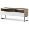 Image de Meuble Tv 2 Niches 1 Porte Bois Clair Et Blanc Messina 120cm