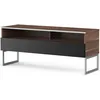 Image de Meuble Tv 2 Niches 1 Porte Bois Foncé Et Noir Genova 120cm