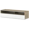 Image de Meuble Tv 2 Niches 1 Porte Bois Clair Et Blanc Miami 120cm