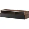 Image de Meuble Tv 2 Niches 1 Porte Bois Foncé Et Noir Detroit 120cm