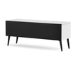 Image de Meuble Tv Tissu Acoustique Noir Et Mélaminé Blanc Orebro 120cm