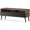 Image de Meuble tv 1 porte 2 niches bois foncé et noir karlstad 120cm