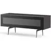 Image de Meuble Tv Verre Infrarouge Noir Et Mélaminé Gris Pieds Métal New Castle 120cm