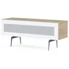 Image de Meuble Tv Verre Infrarouge Et Bois Clair Pieds Métal Brisbane 120cm