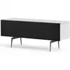 Image de Meuble Tv Tissu Acoustique Noir Et Mélaminé Blanc Pieds Métal Canberra 120cm