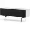 Image de Meuble tv tissu acoustique noir et mélaminé blanc pieds métal canberra 120cm
