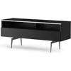 Image de Meuble Tv 2 Niches 1 Porte Mélaminé Noir Et Pieds Métal Gris Perth 120cm