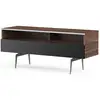 Image de Meuble tv 2 niches 1 porte bois foncé et noir pieds métal esperance 120cm