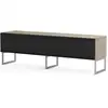 Image de Meuble Tv Tissu Acoustique Noir Et Bois Clair Pieds Métal Bologna 160cm