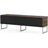 Image de Meuble tv tissu acoustique noir et bois foncé pieds métal firenze 160cm