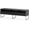 Image de Meuble Tv 3 Niches 1 Porte Mélaminé Noir Et Pieds Métal Catania 160cm