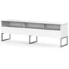 Image de Meuble Tv 3 Niches 1 Porte Mélaminé Blanc Et Pieds Métal Brescia 160cm