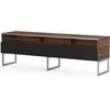 Image de Meuble Tv 3 Niches 1 Porte Bois Foncé Et Noir Pieds Métal Genova 160cm
