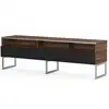 Image de Meuble tv 3 niches 1 porte bois foncé et noir pieds métal genova 160cm