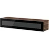 Image de Meuble Tv Verre Infrarouge Noir Et Bois Foncé Chicago 160cm
