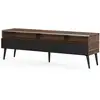 Image de Meuble Tv 1 Porte 3 Niches Bois Foncé Et Noir Karlstad 160cm