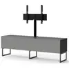 Image de Meuble tv avec support écran tissu acoustique gris et mélaminé gris anapa 160cm