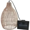 Image de Suspension Solaire - Holiday - H42 Cm - Boheme Naturel Style Vannerie Tressée - Led Blanc Chaud