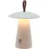 Image de Lampe De Table Sans Fil - Fungy - H29 Cm - Aluminium - Anse En Cuir - Led Blanc Chaud
