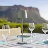 Image de Lampe De Table Sans Fil - Kelly Olive - Aluminium Vert - Led Blanc Dimmable - Rechargeable - H38 Cm