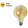 Image de Ampoule LED filament E27 vintage G95 4W 250Lm 2000K - garantie 2 ans