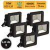 Image de Lot de 5 projecteurs LED 10W/IP65/1000lm/4000K connexion directe - sans câble - garantie 5 ans