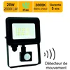 Image de Projecteur LED avec détecteur 20W/IP44/2000lm/3000K connexion directe - sans câble - garantie 5 ans