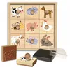 Image de Coffret 9 tampons en bois les animaux de la ferme - CréaLign - Pour enfants à partir de 3 ans - Multicolore