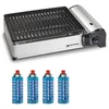 Image de Barbecue à gaz portable 1900W Grille anti adhesive + 4 cartouches gaz Camping + Mallette de transport Cuisson nomade KEMPER