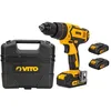 Image de Perceuse visseuse sans fil 18V + 2 Batteries Lithium 2.0Ah Mallette Professionnelle de 18 accessoires de vissage et perçage VITO