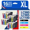 Image de 123consommables - Lc1100 Lc980 Lc985 - Pack 16 Cartouches Compatibles Avec Brother Dcp-195c Dcp-585c