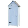 Image de HABRITA Armoire - Bois blanc lasuré bleu - Dimensions hors tout : 77 x 54 3 x 179 cm