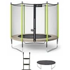 Image de Trampoline Jardin Ø 300 cm + Filet + Échelle + Bâche - Jumpi 300 - Taupe/vert