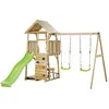 Image de KANGUI Aire de jeux portique en bois WOODI - Double balançoire toboggan cabane mur descalade