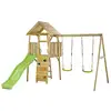 Image de Aire de jeux bois, 2 balançoires, toboggan, escalade, cabane woodi