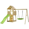 Image de Aire De Jeux Bois, 2 Balançoires, Nid, Toboggan, Escalade, Bac À Sable Woodi