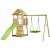 Image de Aire de jeux bois, 2 balançoires, nid, toboggan, escalade, bac à sable woodi