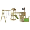 Image de KANGUI Aire de jeux pirate en bois WILLI - Balançoire trapèze toboggan mur descalade cabane sur plateforme pont suspendu