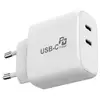 Image de Chargeur Secteur Urban Factory Avec 1 Port Usb C 45 W + 1 Port Usb C 20 W Blanc