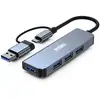Image de Hub Usb Urban Factory Hub Usb 4 Ports Usb 3.0 + Adaptateur Usb A Femelle Usb C Male Gris Sideral
