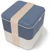 Image de MONBENTO - Bento box - Grande Lunch Box 2 Compartiments - Idéal pour Travail/Ecole - Made In France - MB Square bleu Natural