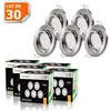 Image de LOT DE 30 SPOT LED ENCASTRABLE ORIENTABLE ALU BROSSE AVEC AMPOULE GU10 230V eq. 50W BLANC CHAUD