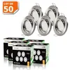 Image de LOT DE 50 SPOT LED ENCASTRABLE COMPLETE ORIENTABLE ALU BROSSE AVEC AMPOULE GU10 230V eq. 50W BLANC CHAUD