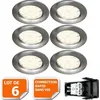 Image de Lot de 6 spot led encastrable complète ronde fixe alu brossé eq. 50w blanc chaud