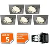 Image de Spot encastrable orientable LED carré alu brossé GU10 230V - LAMPESECOENERGIE - Lot de 5 - 8W - 620 Lm