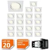 Image de LOT DE 20 SPOT ENCASTRABLE ORIENTABLE LED CARRE GU10 230V eq. 50W BLANC NEUTRE