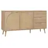 Image de Buffet de rangement. Eva. décor bois et cannage arrondi. 2 portes 3 tiroirs. Buffet bas. L 150 x l 39 x h 79cm